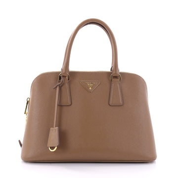 Prada Promenade Handbag Saffiano Leather Medium Brown 2678801