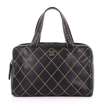 Chanel Surpique Zip Around Satchel Quilted Leather black 2679102
