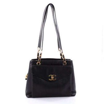 Chanel Vintage Front Pocket Tote Caviar Large Black 2680201