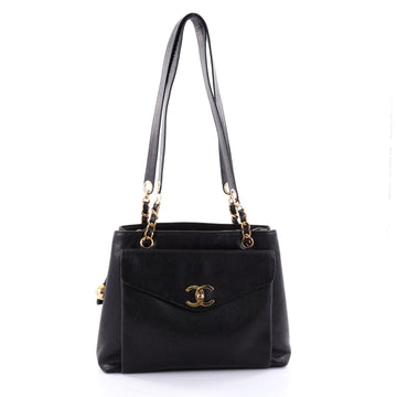 Chanel Vintage Front Pocket Tote Caviar Large Black 2680201