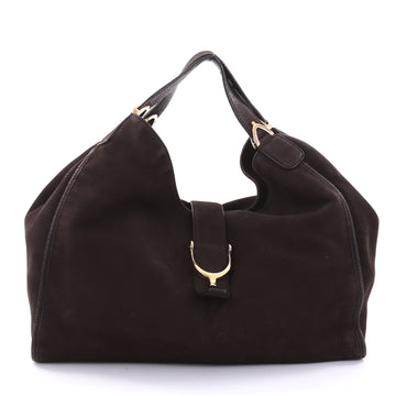 Gucci Soft Stirrup Tote Nubuck Large Brown 2681201