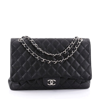 Chanel Classic Single Flap Bag Quilted Caviar Maxi Black 2682201