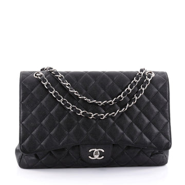 Chanel Classic Single Flap Bag Quilted Caviar Maxi Black 2682201