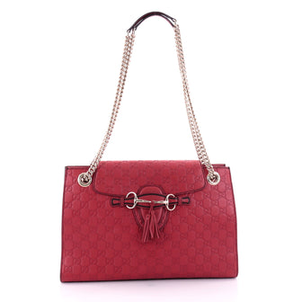 Gucci Emily Chain Flap Shoulder Bag Guccissima Leather Large Red 2684101