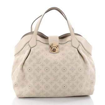Louis Vuitton Cirrus Handbag Mahina Leather MM White 2685003