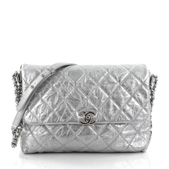 Chanel Big Bang Flap Bag Metallic Quilted Aged Calfskin Silver 2686001