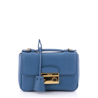 Prada Convertible Sound Bag Saffiano Leather Mini Blue 2686802
