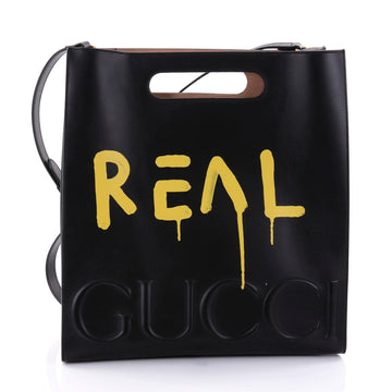 Gucci Tote GucciGhost Leather Medium Black 2687201