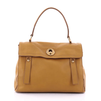 Saint Laurent Muse Two Handbag Leather with Canvas Medium Yellow 2687301