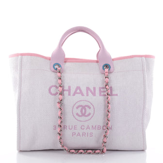 Chanel Deauville Chain Tote Canvas Large Pink 2688701