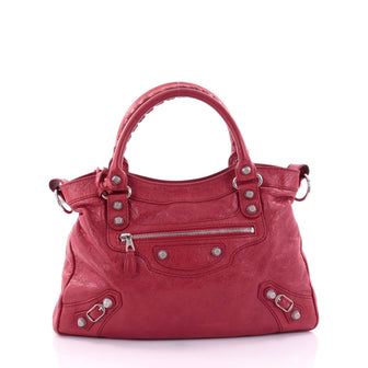 Balenciaga First Giant Studs Handbag Leather Red 2689402