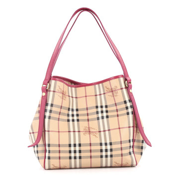 Burberry Canterbury Tote Haymarket Coated Canvas Small Neutral 2690301