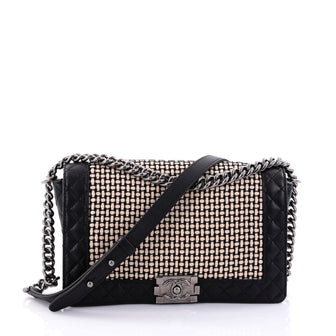 Chanel Reverso Boy Flap Bag Woven Calfskin Old Medium 2691108