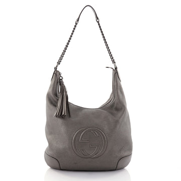 Gucci Soho Chain Strap Hobo Leather Medium Gray 2692201