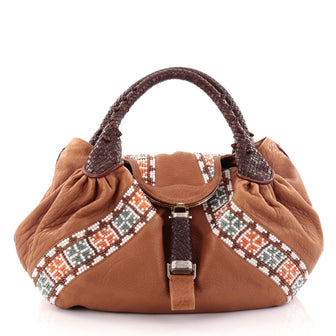 Fendi Spy Bag Beaded Leather Brown 2693103