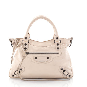 Balenciaga Town Classic Studs Handbag Leather White 2694701