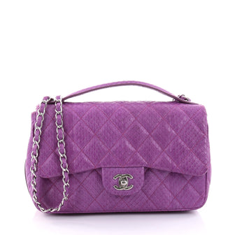 Chanel Easy Carry Flap Bag Quilted Snakeskin Medium 2695501