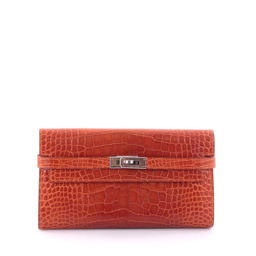 Hermes Kelly Wallet Shiny Alligator Long Orange 2696205