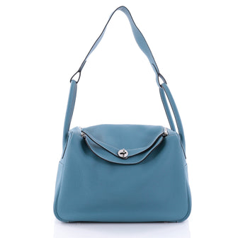 Hermes Lindy Handbag Clemence 34 Blue 2697301