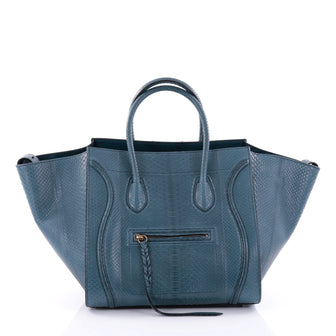 Celine Phantom Handbag Python Medium Blue 2698101