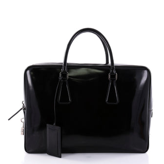 Prada Zip Around Briefcase Spazzolato Leather Large Black 2700201