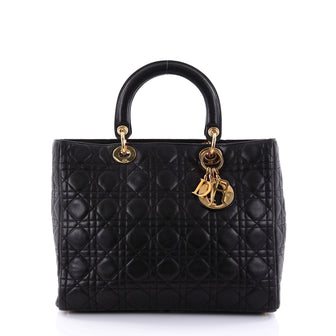 Christian Dior Lady Dior Handbag Cannage Quilt Lambskin Large Black 2702702