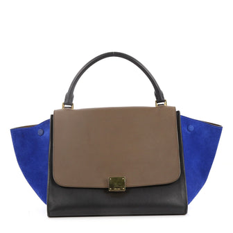 Celine Tricolor Trapeze Handbag Leather Medium Brown 2703103