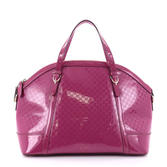 Gucci Nice Top Handle Bag Patent Microguccissima Leather Medium Pink 2703602