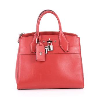 Louis Vuitton City Steamer Handbag Leather PM Red 2704001