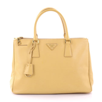 Prada Double Zip Lux Tote Saffiano Leather Small Yellow 2704804