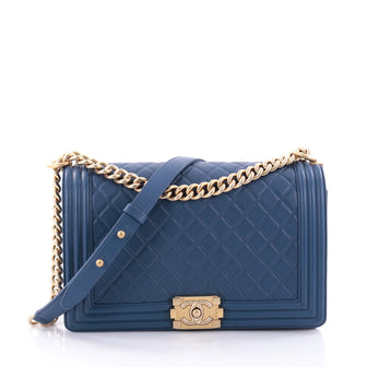 Chanel Boy Flap Bag Quilted Calfskin New Medium Blue 2704808