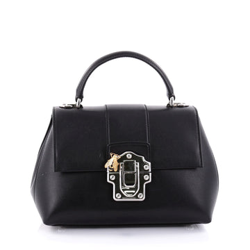 Dolce & Gabbana Convertible Lucia Top Handle Bag Leather Medium Black 2705301