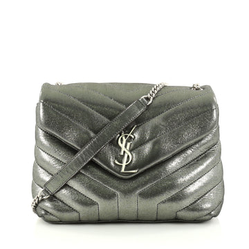  Saint Laurent LouLou Shoulder Bag Matelasse Chevron  Silver 2708104