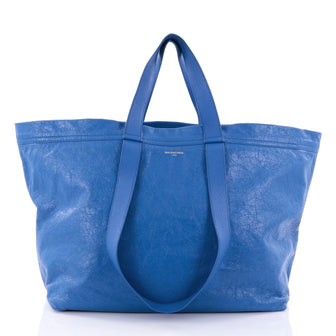 Balenciaga Carry Shopper Handbag Leather Large Blue 2709603