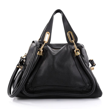Chloe Paraty Top Handle Bag Leather Medium Black 2709801