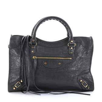 Balenciaga City Classic Studs Handbag Leather Medium Gray 2713801