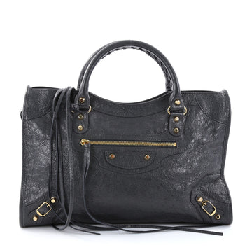 Balenciaga City Classic Studs Handbag Leather Medium Gray 2713801