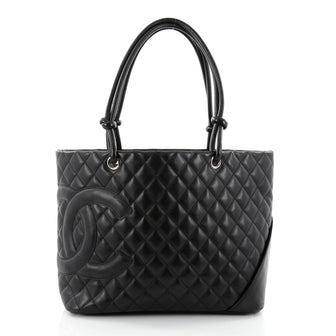 Chanel Cambon Tote Quilted Leather Large Black 2715103