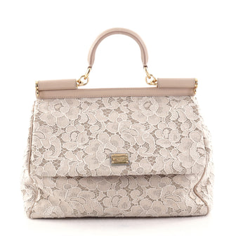 Dolce & Gabbana Miss Sicily Handbag Floral Lace Large 2715401