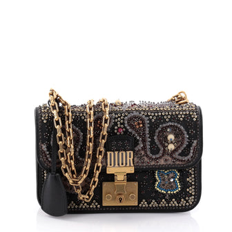 Christian Dior Dioraddict Flap Bag Beaded Leather Small Black 2716601