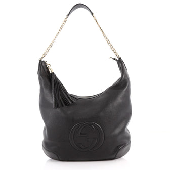 Gucci Soho Chain Strap Hobo Leather Medium Black 2717001