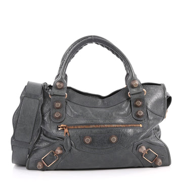 Balenciaga City Giant Studs Handbag Leather Medium Gray 2717002