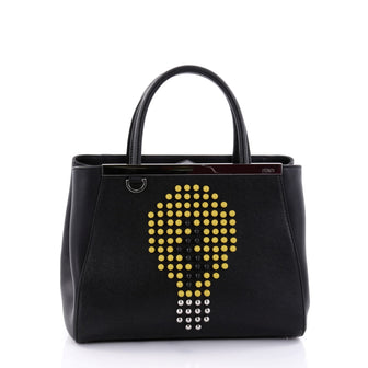 Fendi 2Jours Handbag Studded Leather Petite Black 2718201