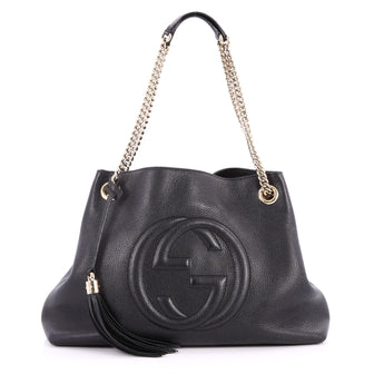 Gucci Soho Chain Strap Shoulder Bag Leather Medium Black 2720901