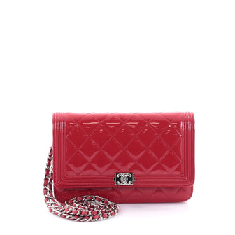 Chanel Boy Wallet on Chain Quilted Patent Pink 2722801