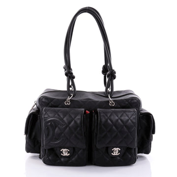 Chanel Cambon Multipocket Reporter Handbag Quilted Lambskin Large Black 2724601