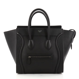 Celine Luggage Handbag Grainy Leather Mini Black 2725501