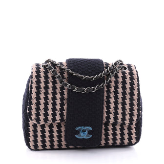 Chanel Elementary Chic Flap Bag Quilted Tweed Small Blue 2727801