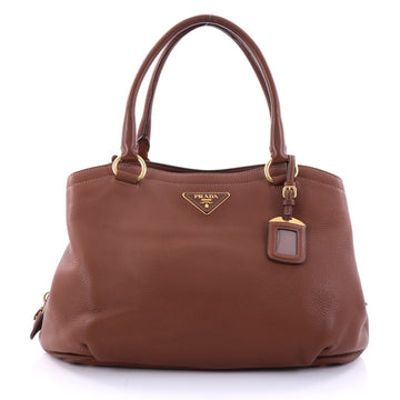 Prada Open Tote Cervo Leather Medium Brown 2727901