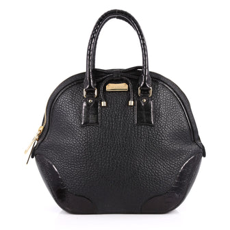 Burberry Orchard Bag Heritage Grained Leather with Ostrich Medium Black 2728101